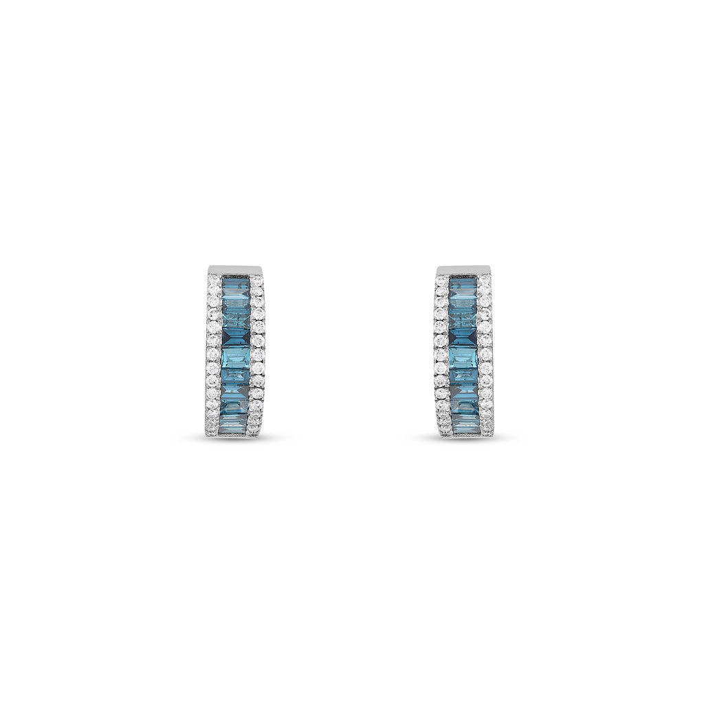 Blue Diamond Hoop Earring