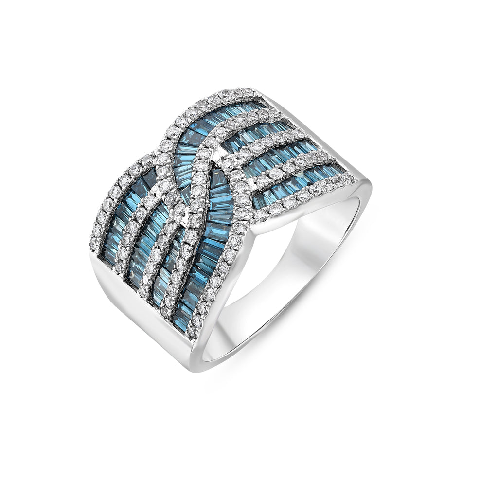 Blue Diamond Row Ring