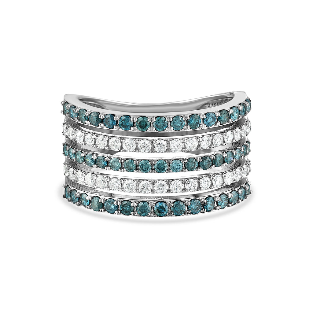 Multi-Row Ring with Blue Diamond