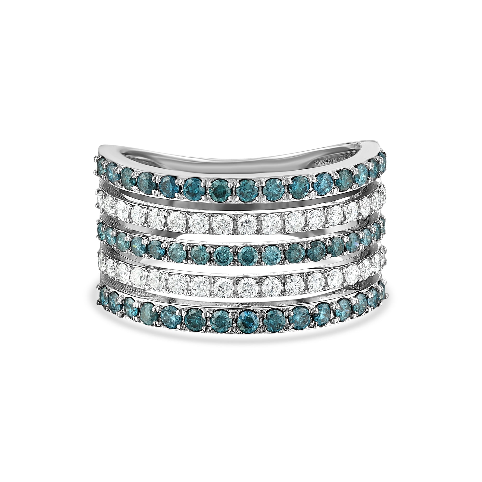 Multi-Row Ring with Blue Diamond