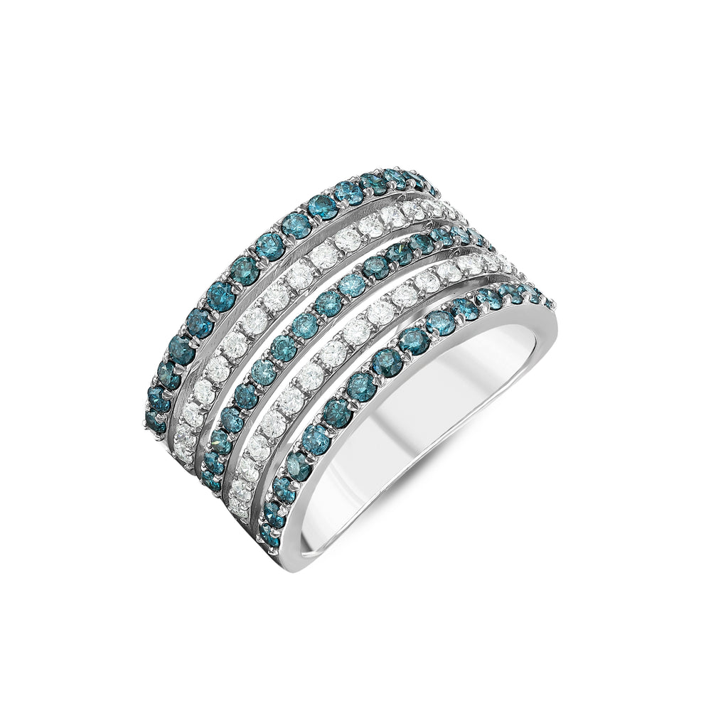 Multi-Row Ring with Blue Diamond