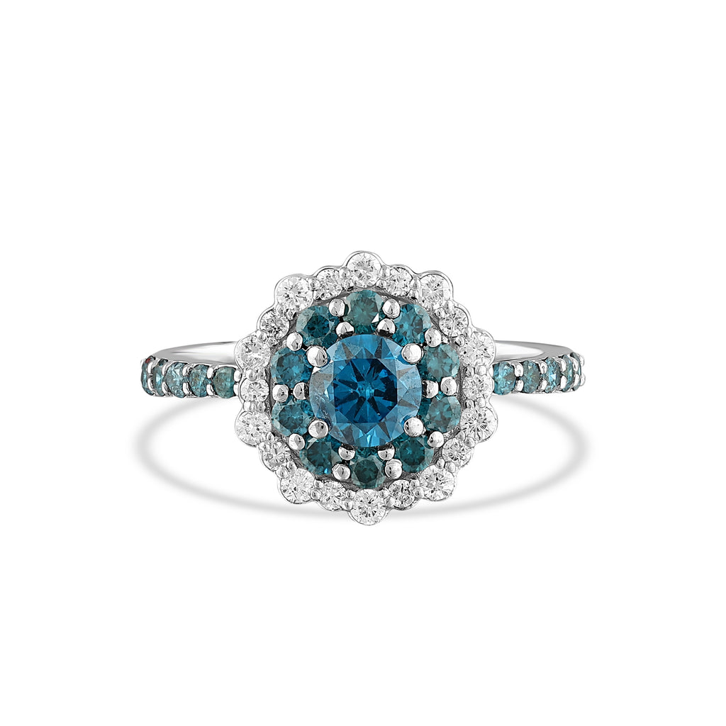 Blue Diamond Flower Ring