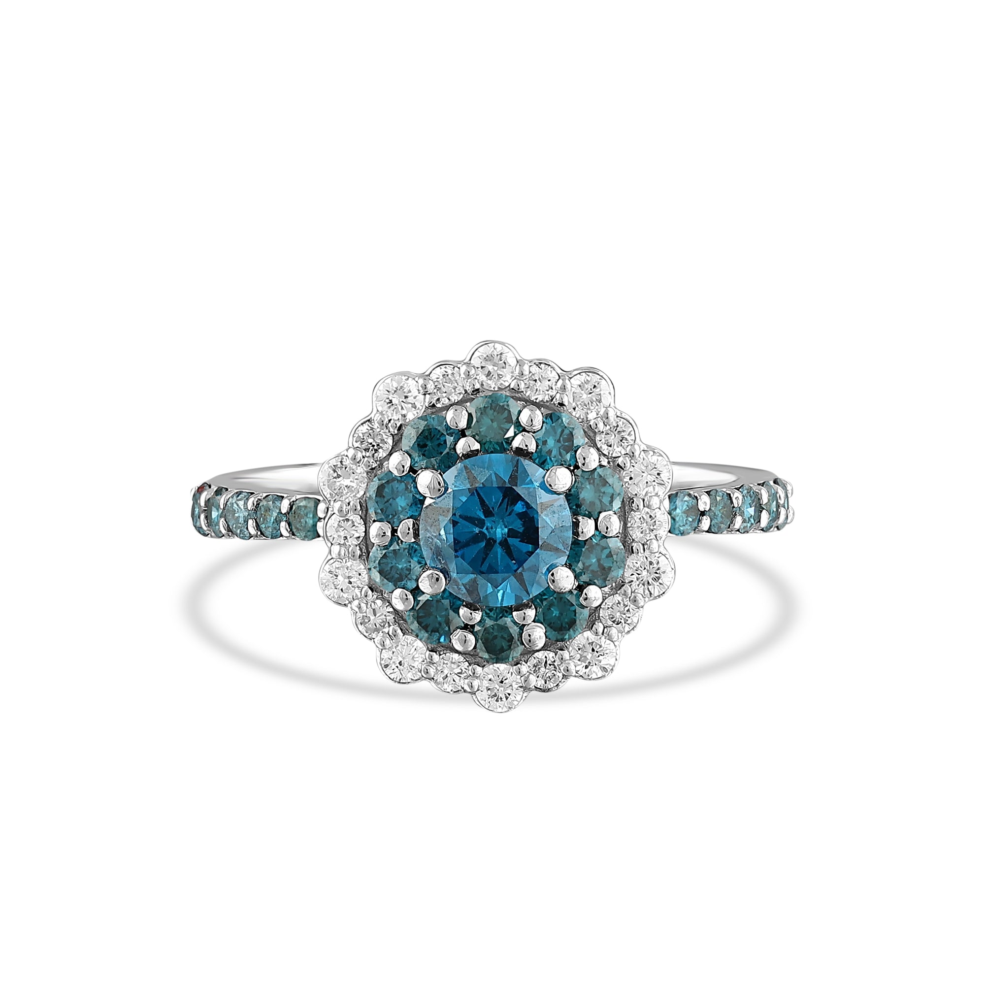 Blue Diamond Flower Ring