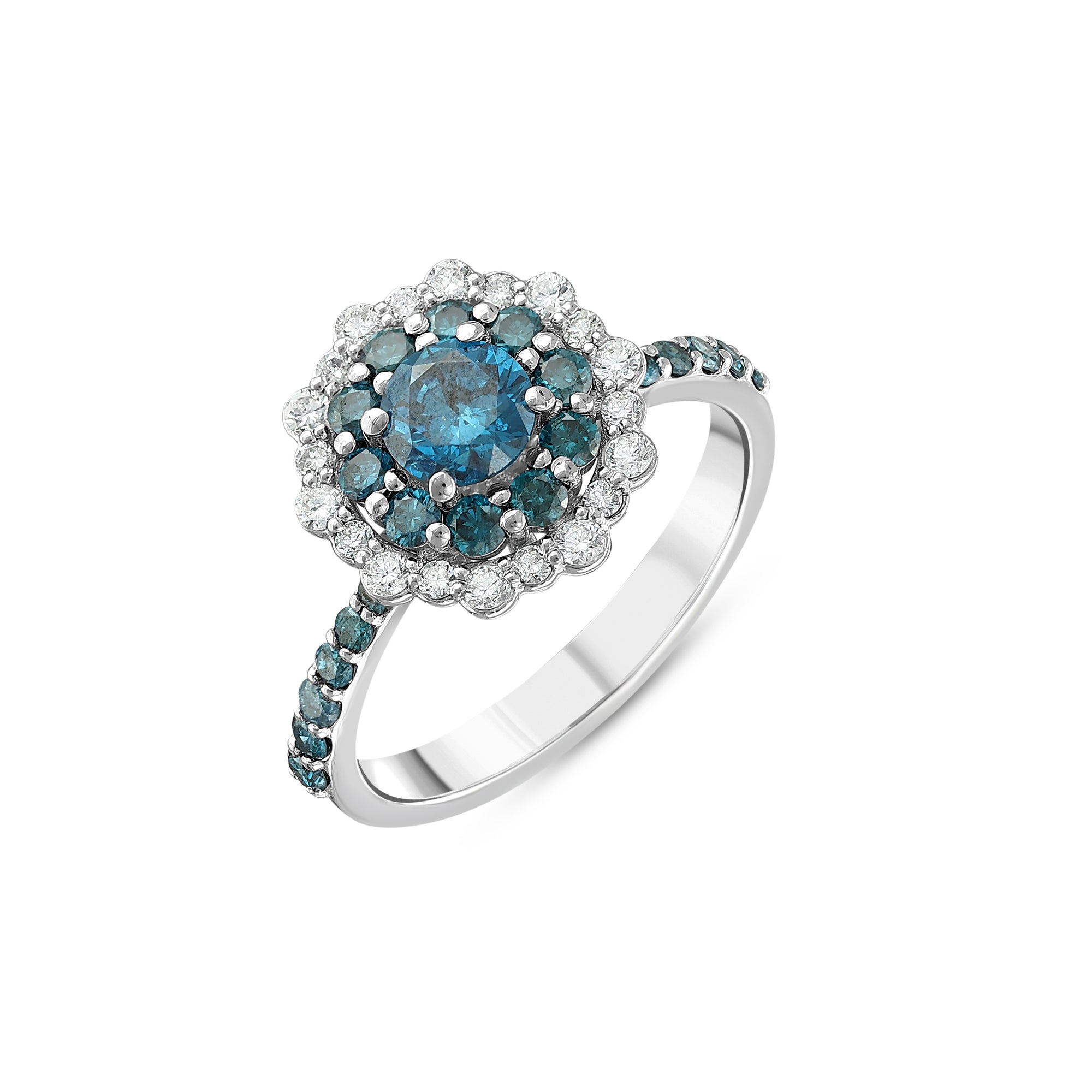 Blue Diamond Flower Ring