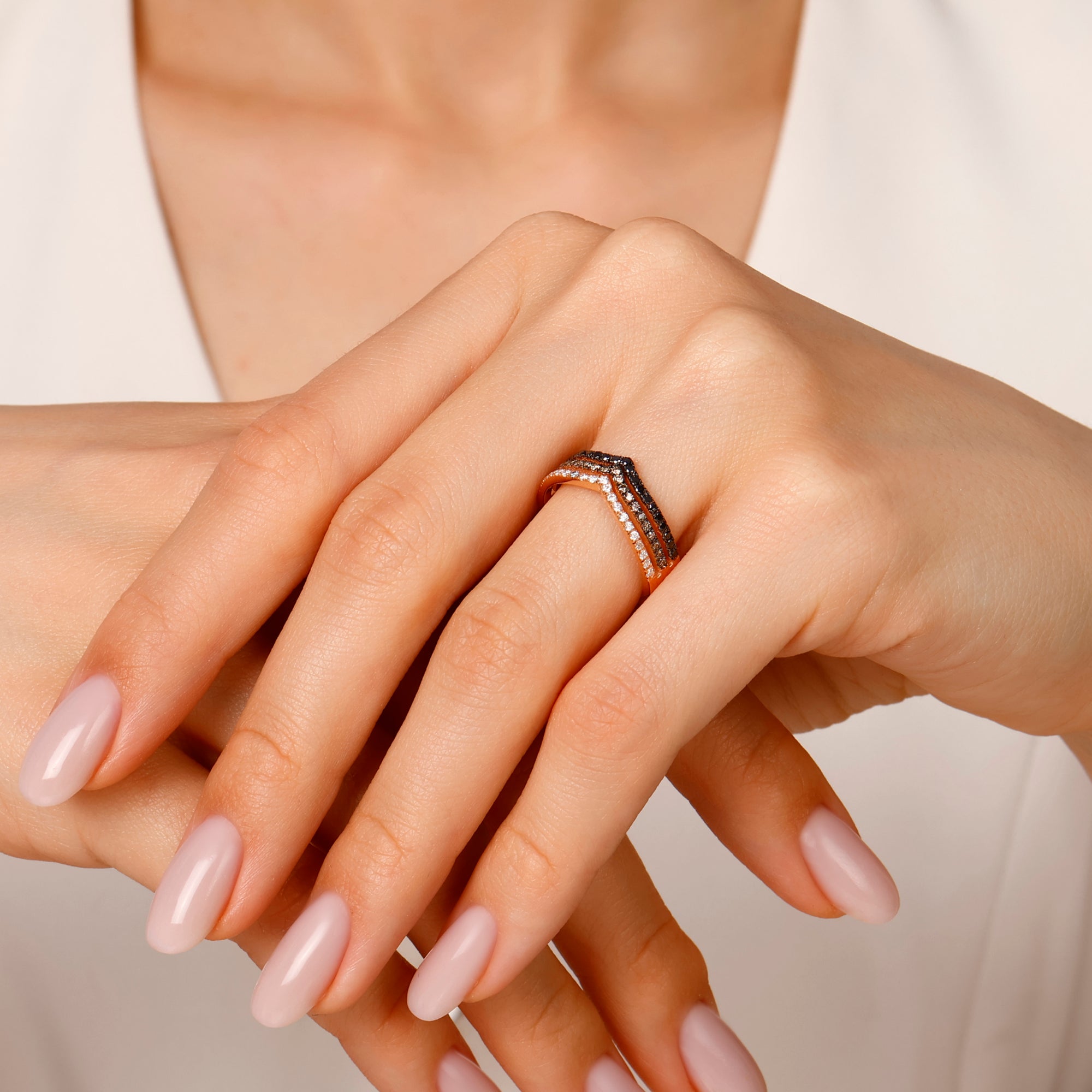 Chocolate diamond chevron ring