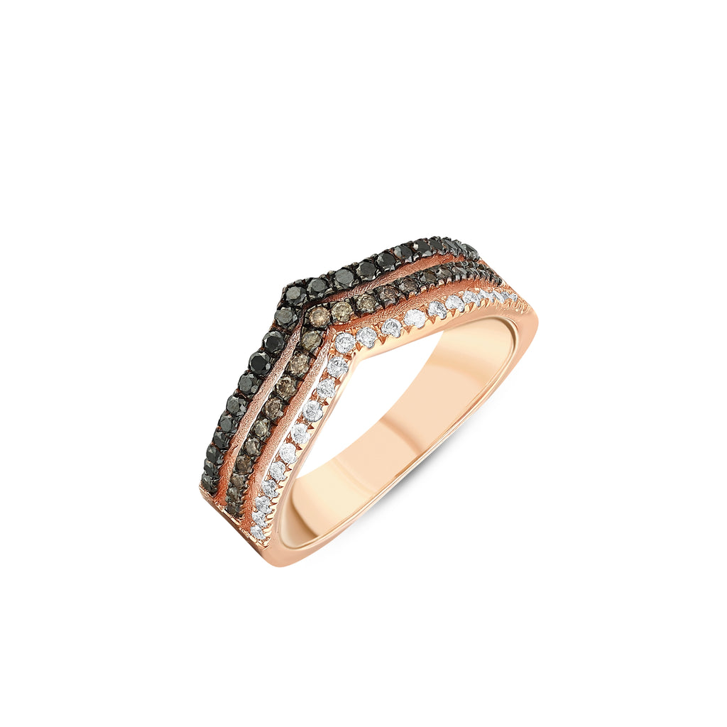 Chocolate diamond chevron ring