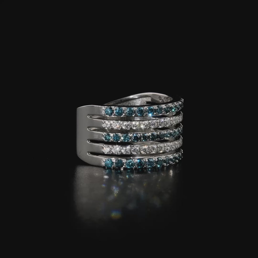 Multi-Row Ring with Blue Diamond